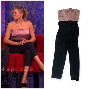 2015 Lanvin Black & Pink Silk Strapless Jumpsuit French 38 US 2